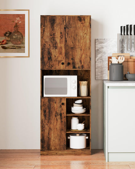 Giantex Pantry Organizers and Storage, 65.5" Tall Pantry Cabinet with Buffet Hutch, Microwave Countertop