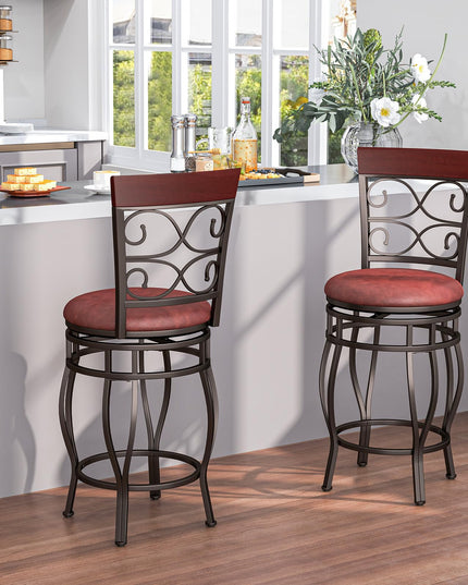 Giantex 26" Swivel Bar Stools with Upholstered PU Leather Seat & Footrest