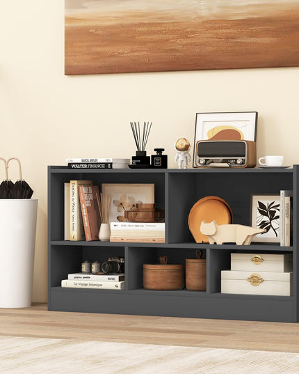 Giantex 5-Cube Bookcase, Freestanding 3-Tier Bookshelf with Spacious Top & Raised Base