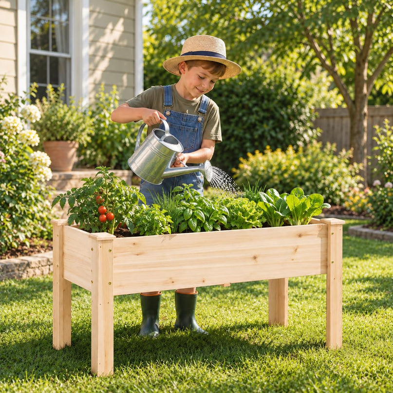 Jardinière en bois sur pieds, 120,65 cm L x 43,18 cm l x 50,8 cm H