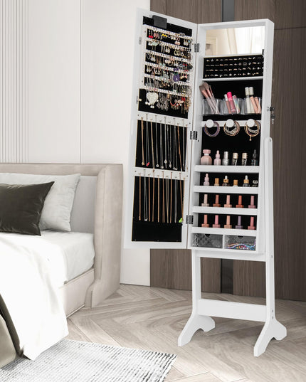 CHARMAID Jewelry Cabinet with Full Length Mirror and Warm Lights