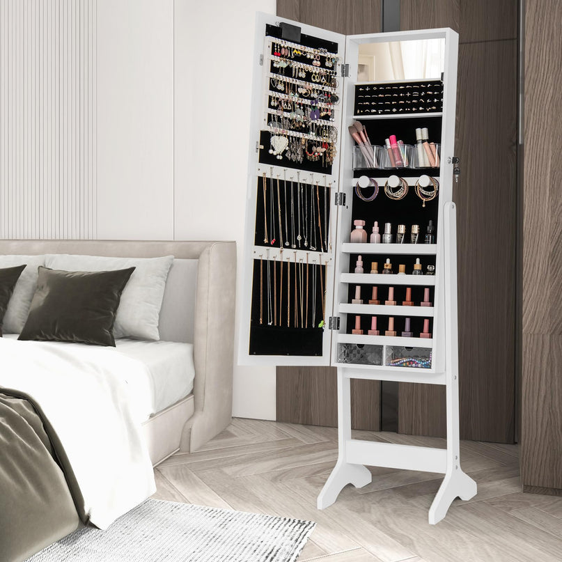 CHARMAID Jewelry Cabinet with Full Length Mirror and Warm Lights
