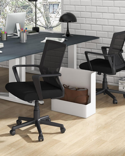Giantex Office Desk Chair with Lumbar Support, Ergonomic Mesh Office Chair with Wheels and Armrests