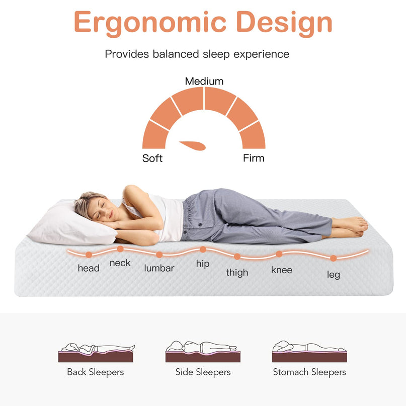 Giantex Full Mattress 8 Inch, Air Foam for Cool Sleep & Spine Protection