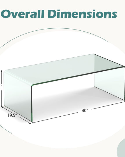 Giantex Glass Coffee Table with Tempered Glass Top & Round Edges