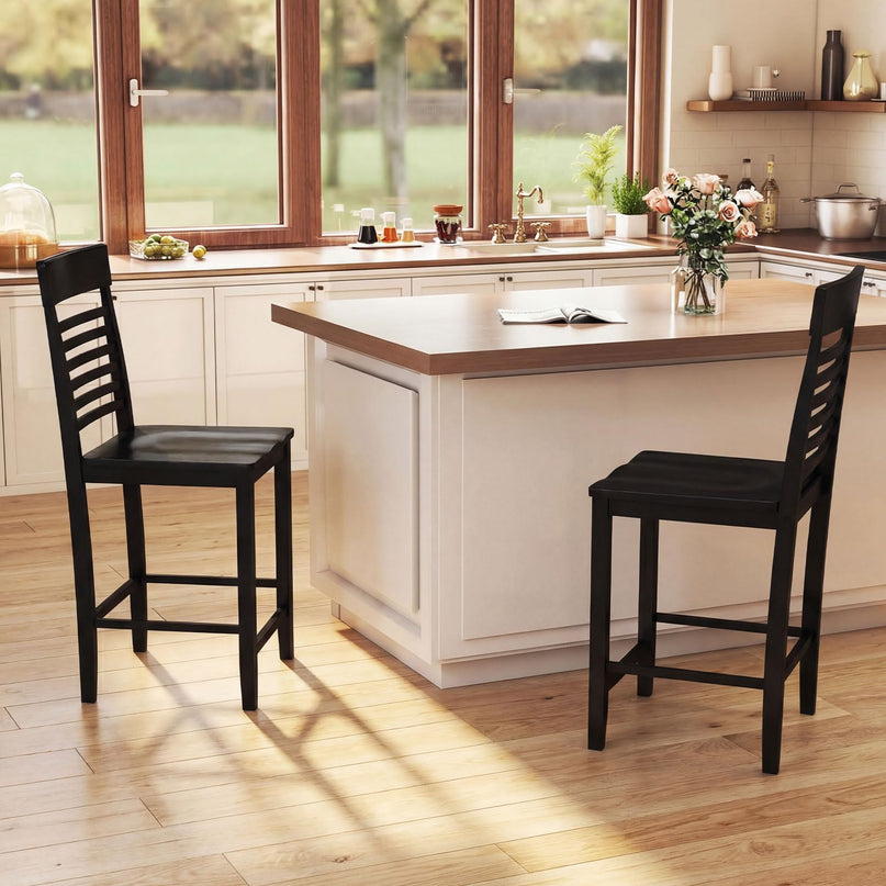 Giantex Lot de 2/4 chaises de salle à manger avec repose-pieds et cadre en bois massif