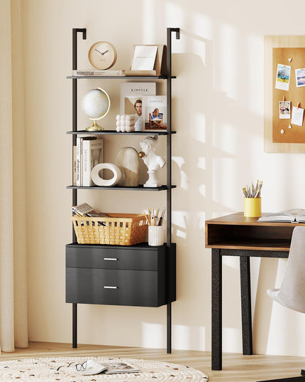 Giantex 6 Tier Ladder Bookcase with 2 Drawers for Living Room