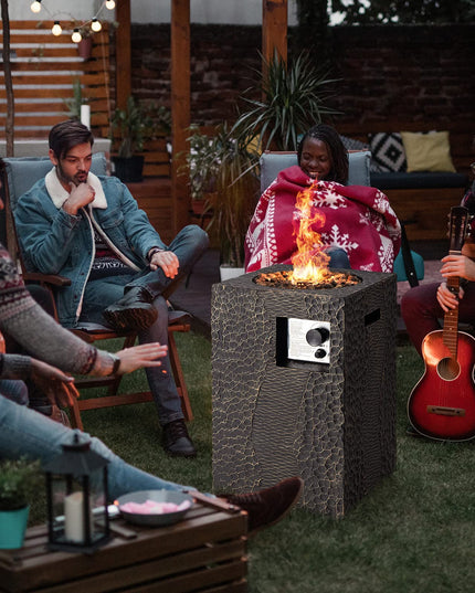 Fire Pit for Outside 16" as Fireplaces, 30,000 BTU Electronic Ignition Square