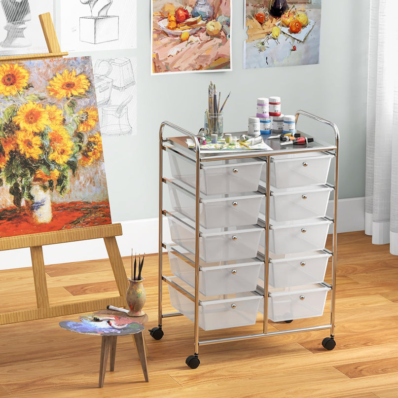 Giantex 10 Drawers Rolling Cart, Classroom Organizers
