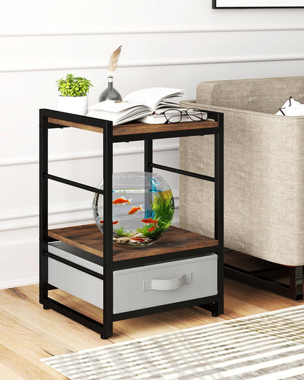 Giantex Industrial Nightstand with Storage Drawer