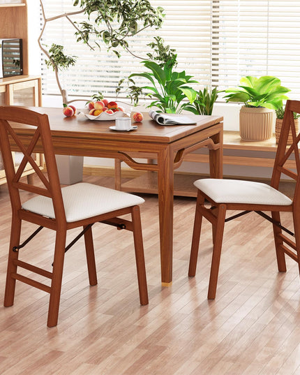 Giantex Folding Dining Chairs Set of 2/4, Modern Kitchen Chairs w/Padded Seat & Cross Backrest