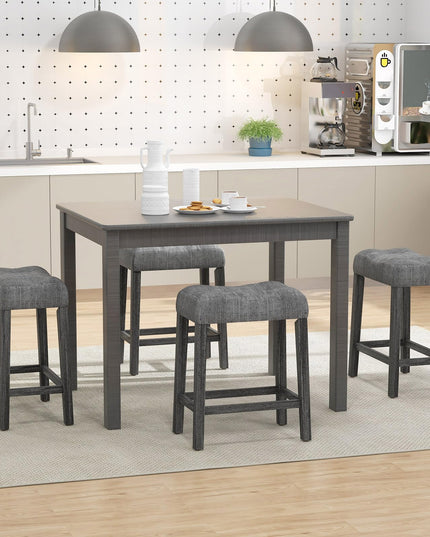 Giantex 24" Bar Stools, Backless Counter Height Saddle Bar Stools w/Padded Seat, Solid Rubber Wood Legs