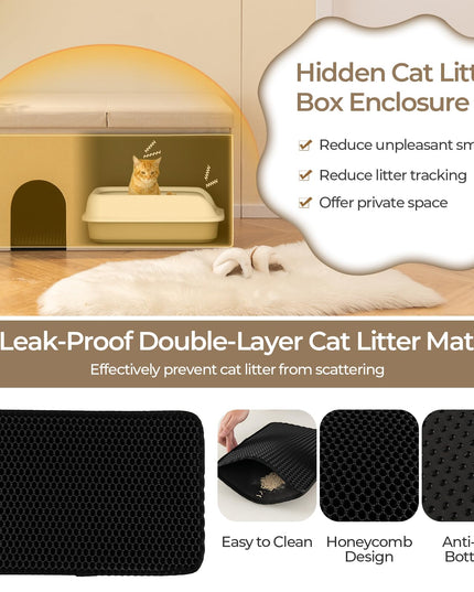 Giantex Cat Litter Box Enclosure - Hidden Cat Litter Box Furniture Ottoman