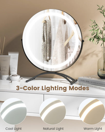 CHARMAID LED Makeup Mirror, 16 inch Lighted Vanity Mirror with Lights, 3 Color Lighting Modes