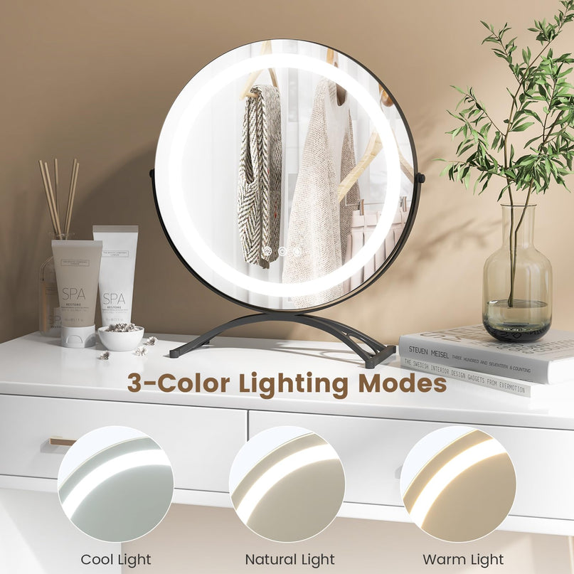 CHARMAID LED Makeup Mirror, 16 inch Lighted Vanity Mirror with Lights, 3 Color Lighting Modes