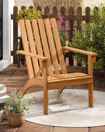 Giantex Adirondack Chair Acacia Wood Fire Pit Chairs w/Inclined Seat(1/2/4)