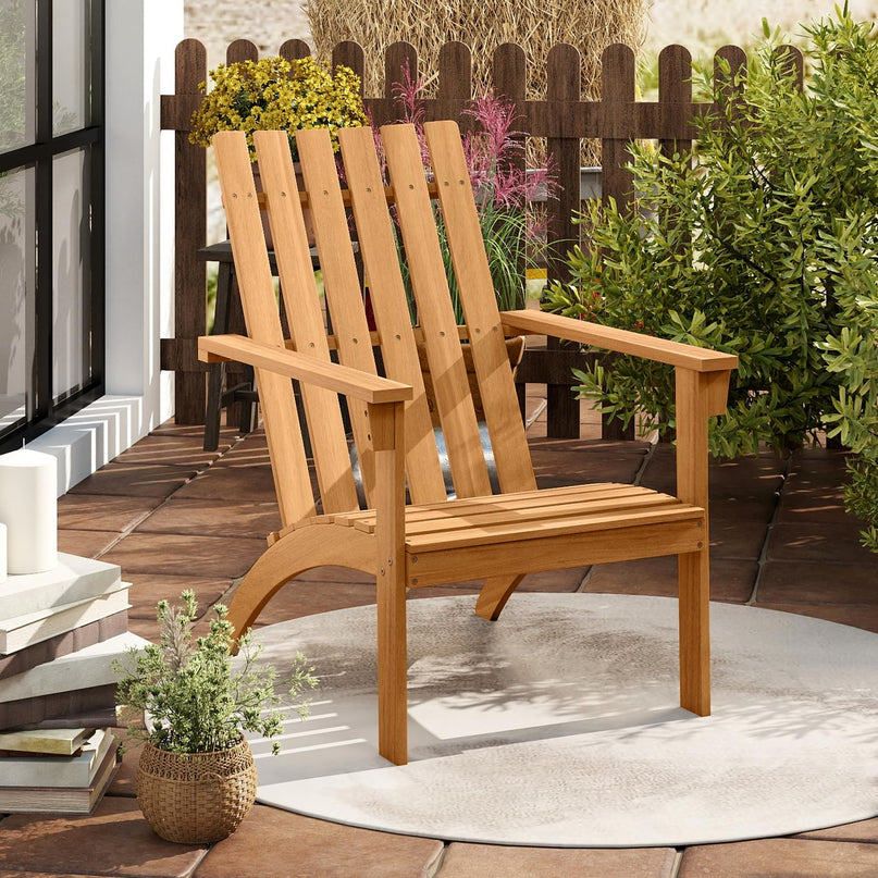 Giantex Adirondack Chair Acacia Wood Fire Pit Chairs w/Inclined Seat(1/2/4)
