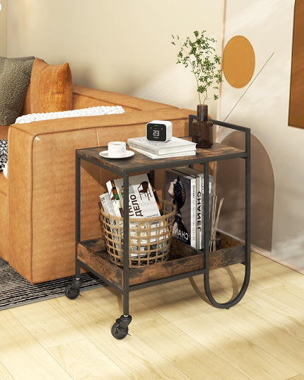 Giantex Bar Cart, 2-Tier Home Coffee Bar Serving Cart with Wine Rack for Wine Liquor Beverage Dinner Party