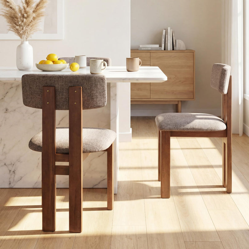 Giantex Upholstered Kitchen Dining Chairs with Curved Backrest