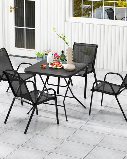 Giantex 2.6 FT Folding Picnic Table, Square Patio Dining Table for 4 Persons, with HDPE Tabletop