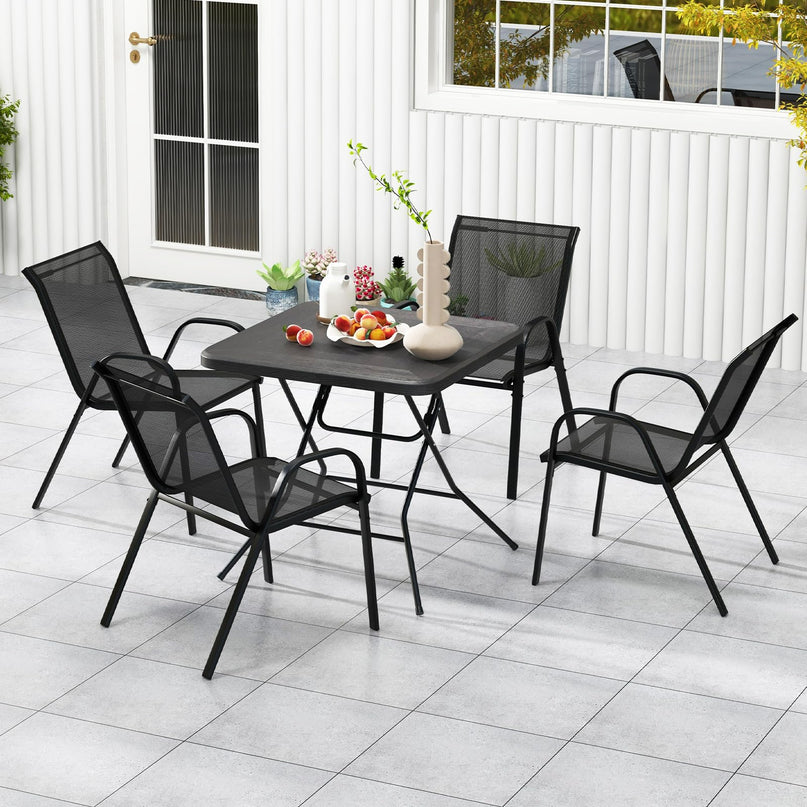 Giantex 2.6 FT Folding Picnic Table, Square Patio Dining Table for 4 Persons, with HDPE Tabletop