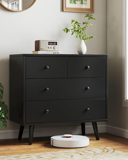 Commode large en bois Giantex à 4 tiroirs pour chambre à coucher et salon