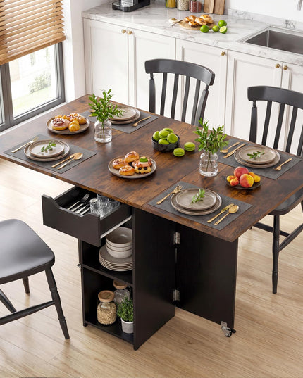 Table à manger pliante Giantex 47,5 po avec étagère de rangement à 2 niveaux et tiroir