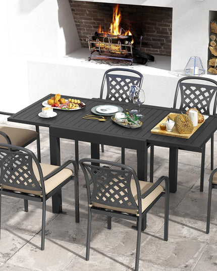 Giantex Expandable Patio Table, 31.5”-63” Extendable Aluminum Dining Table for 4-6 People