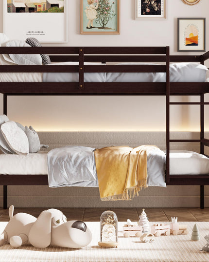 Giantex Bunk Bed Twin Over Twin White, Solid Wood Bunk Bed