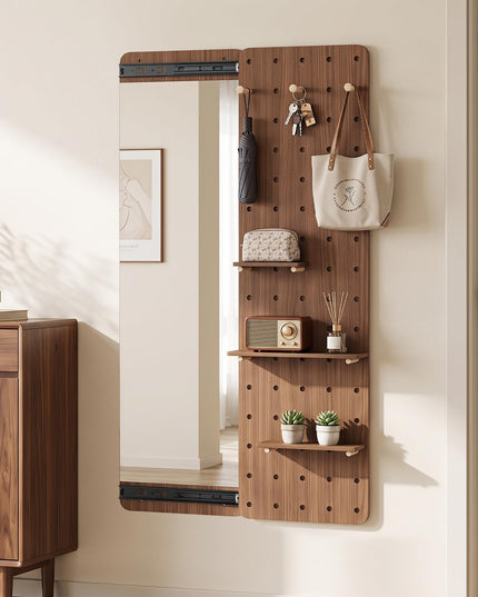 CHARMAID 55" Full Length Wall Mirror with Sliding Pegboard