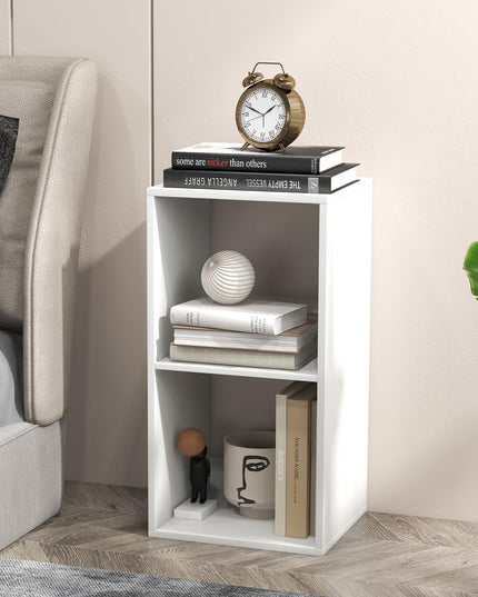 Giantex 2-Cube Bookcase, White Cubby Bookshelf w/Back Guardrail & Anti-Tipping Kits