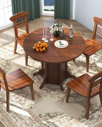 Giantex 42” Round Dining Table, Modern Kitchen Table with Pedestal Base, Solid Wood Frame
