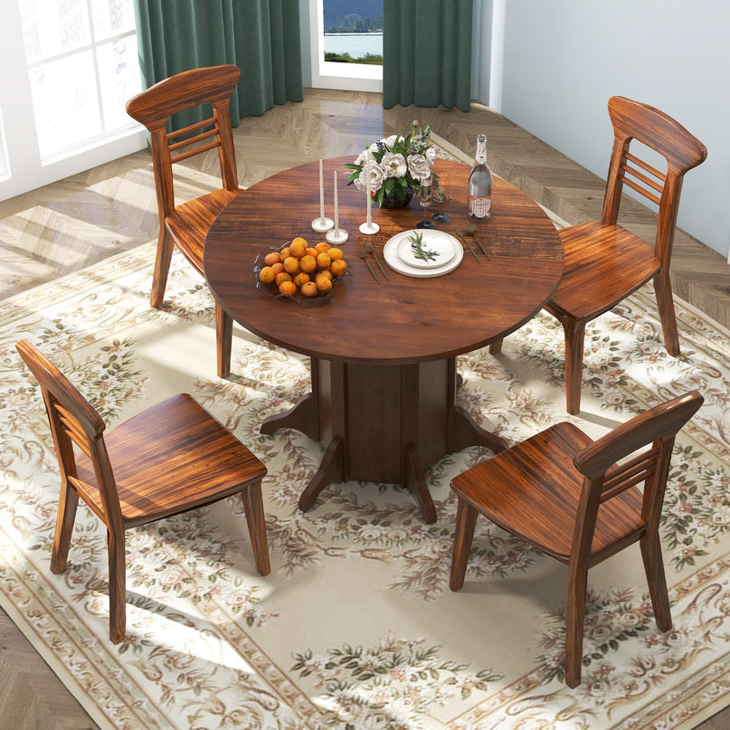 Giantex 42” Round Dining Table, Modern Kitchen Table with Pedestal Base, Solid Wood Frame