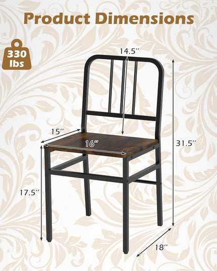 GIANTEX Metal Dining Chairs Set of 4 Industrial Kitchen Chairs