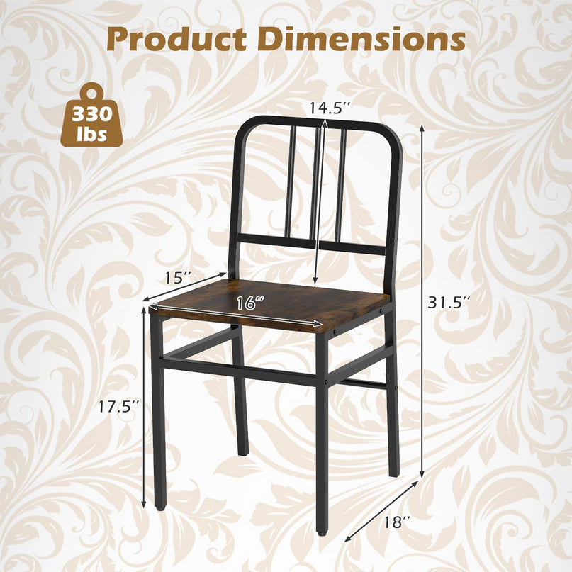 GIANTEX Metal Dining Chairs Set of 4 Industrial Kitchen Chairs
