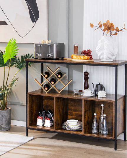Giantex Buffet Sideboard, Wooden Cupboard, Kitchen Pantry w/Spacious Countertop, Large Open Shelf, 3 Cube Storage Cabinet