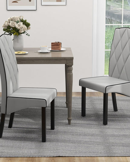 Giantex Upholstered Dining Chairs Set of 2, Tufted Fabric Dining Room Chairs w/High Backrest, High-density Sponge Cushion, Solid Rubber Wood Frame