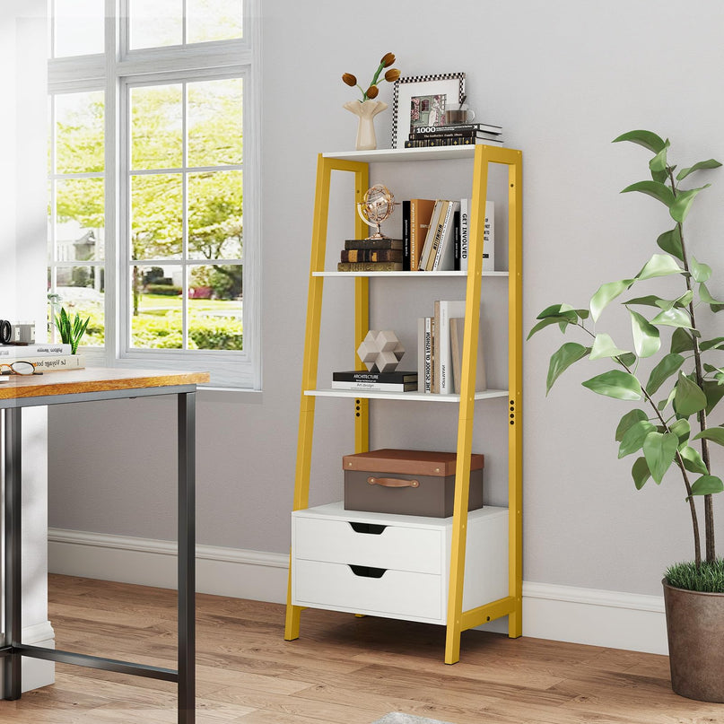Giantex 4 Tier Bookshelf with 2 Drawers for Study