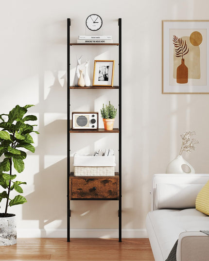 Giantex 5 Tier Ladder Bookcase with Drawer for Living Room