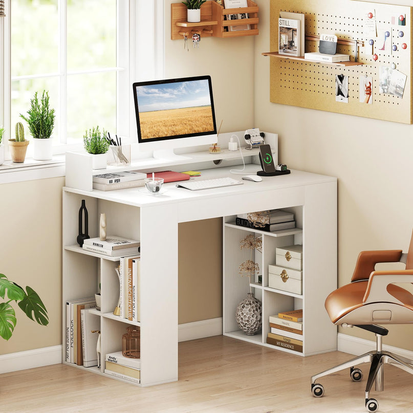 Giantex 43" Home Office Computer Desk with Charging Station
