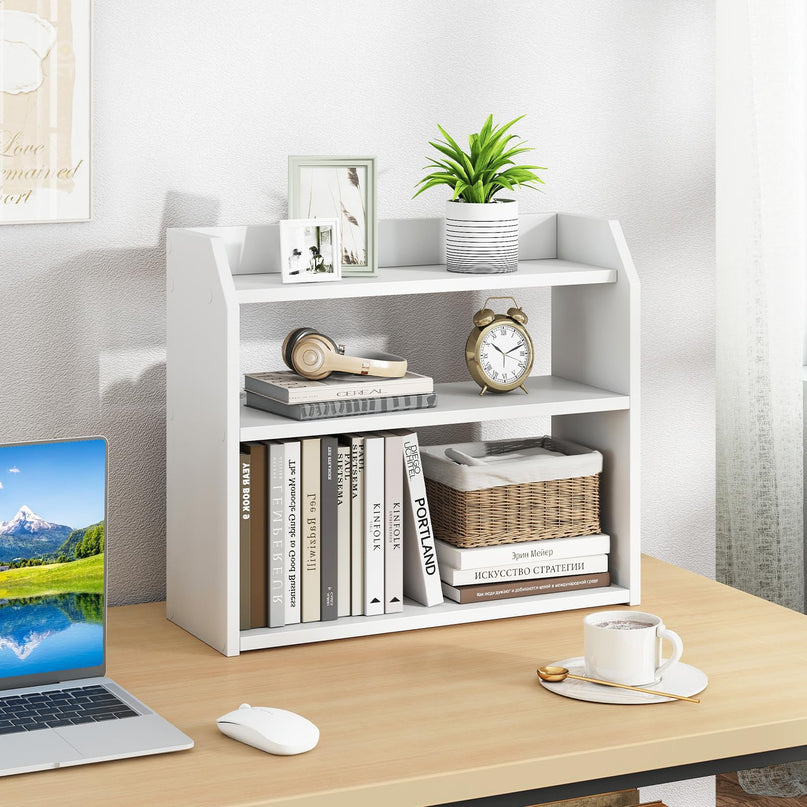 Giantex 3-Tier Small Wood Desktop Bookshelf with Raised Guardrails (1/2)
