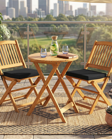 GIANTEX 3 Pieces Acacia Wood Bistro Set Outdoor Folding Table & Chairs