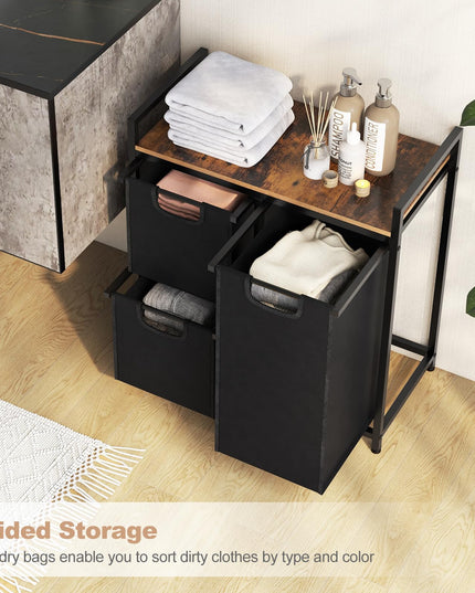 Giantex Laundry Hamper, Laundry Basket Organizer with 3 Pull-Out Removable Bags