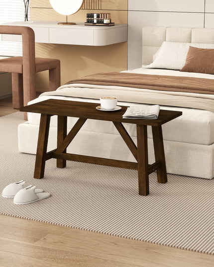 Giantex 38" Wooden Dining Bench with Rubber Wood Frame