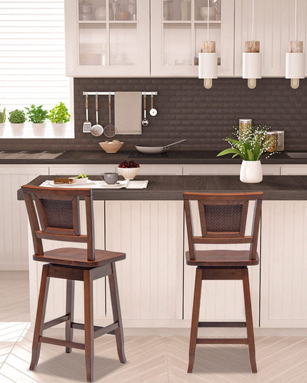 Giantex 24.5 Inch Counter Height Bar Stool with Rattan Back