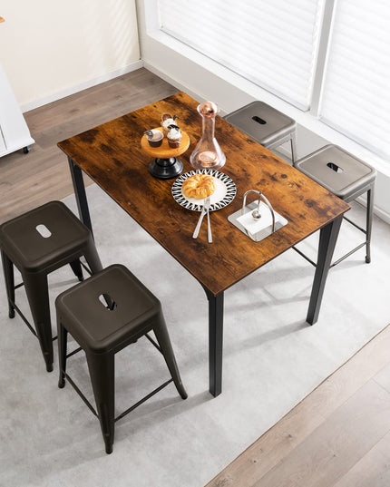 Bar Stools Set of 4, 24” or 30" Stackable Metal Stools with Square Seat & Handing Hole, X-shaped Reinforced Design