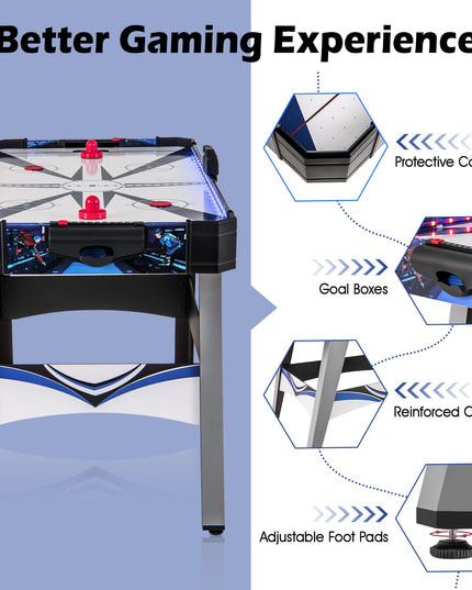 Giantex 54" Air Hockey Table - Arcade Hockey Table Gaming Set w/LED Electronic Scoring & Lights, 2 Pucks, 2 Pushers
