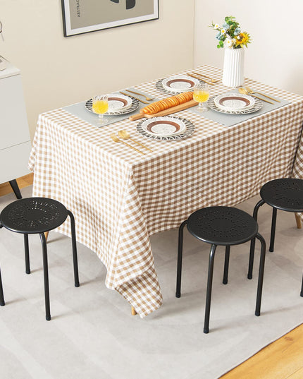 Giantex Round Metal Stool Set of 6-17.5" Height Stackable Stool with Anti-Slip Foot Pads