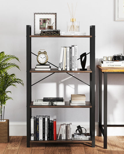 Giantex 4-Tier Bookshelf, Industrial Bookcase with Open Shelves, Metal Frame, 2 Anti-Toppling Kits