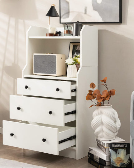 Giantex 3 Drawers Dresser for Bedroom - Modern Storage Dresser Chest of Drawers with 2 Shelves, 3 Pull-Out Drawers